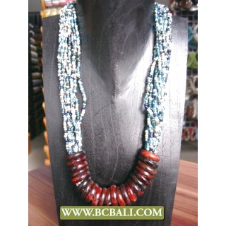 Mix Beading Fashion Necklace with Wooden rings